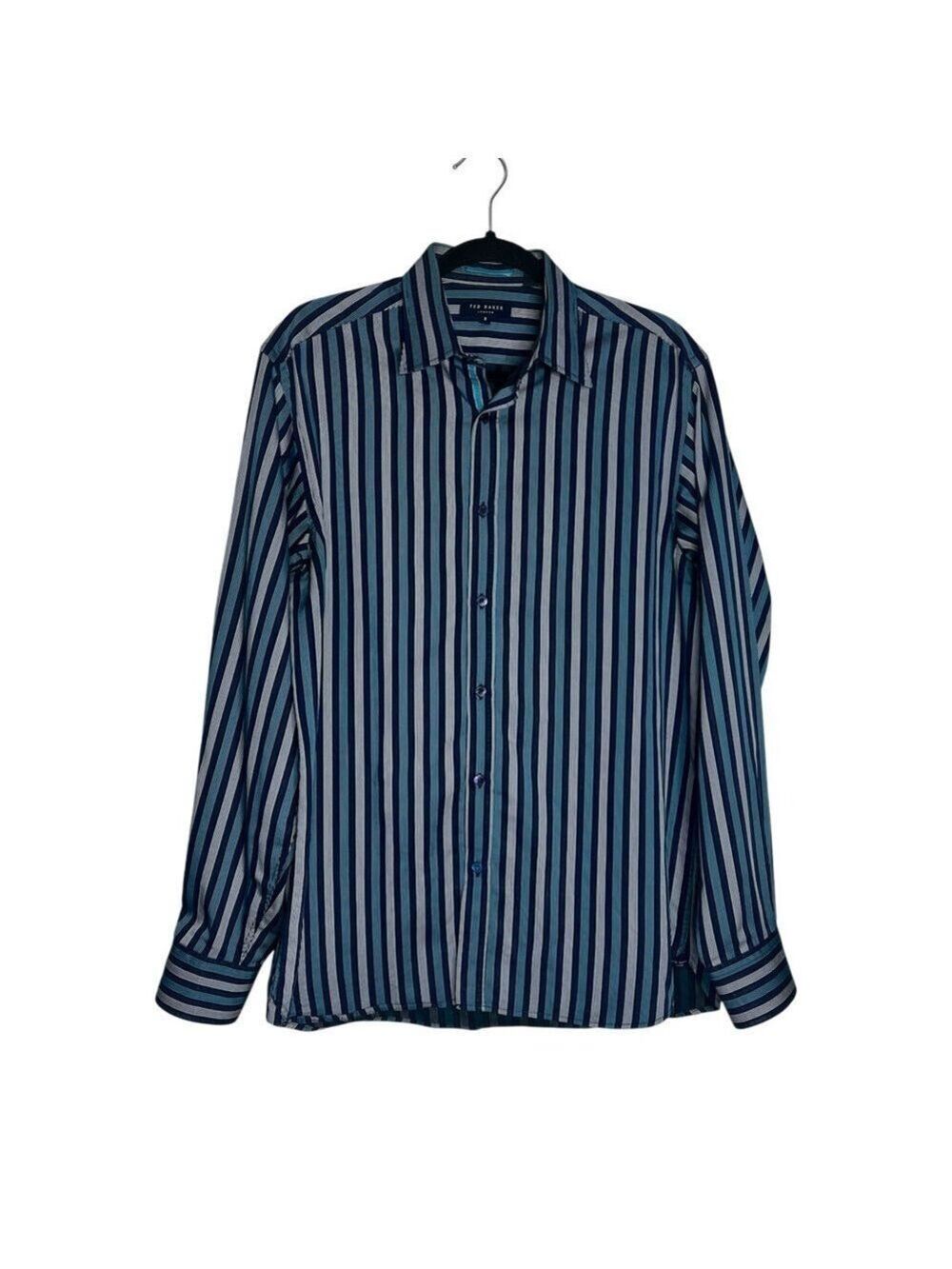 Ted Baker Striped Long Sleeve Button Up Dress Shirt Sz 3 (M)